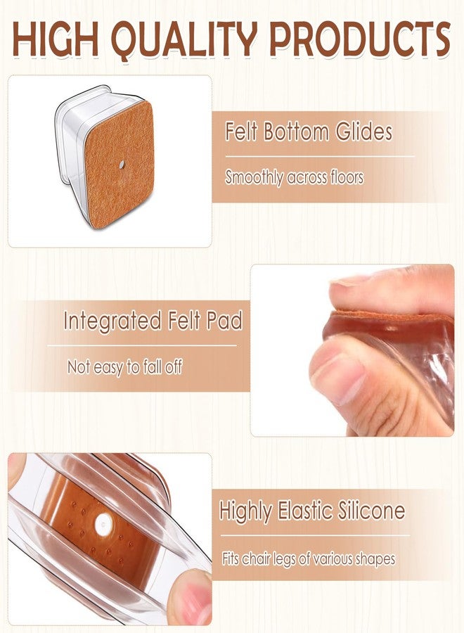 CoolShef مجموعة CoolShef المكونة من 16 قطعة من واقيات أرجل الكراسي المصنوعة من السيليكون مع قاعدة من اللباد، واقيات أرضيات مانعة للانزلاق للأرجل المربعة (1.02-1.5 بوصة)، وسادات أثاث للأرضيات الخشبية الصلبة، كراسي الطعام، كراسي البار، كراسي المكتب - Image 4